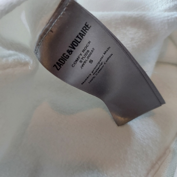 NWT Zadig & Voltaire Comfy Rock Studs Zip Up Hoodie Blanc - Picture 13 of 13